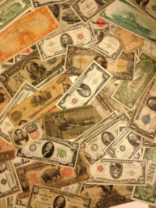 ✯ Old Mixed Currency Estate Bulk Lot Silver Certificates Coins Red Blue Seals ✯