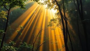 Read more about the article Exploring the “Golden Mist Forest,” a jungle in Southeast Asia where sunlight filters through in golden streaks.