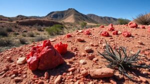 Read more about the article Searching for cinnabar deposits in old mining sites near Chloride, where this bright red ore was historically extracted.