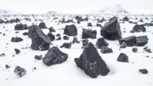 Read more about the article Searching for meteorites in Antarctica’s icefields, where dark fragments stand out against the white landscape.