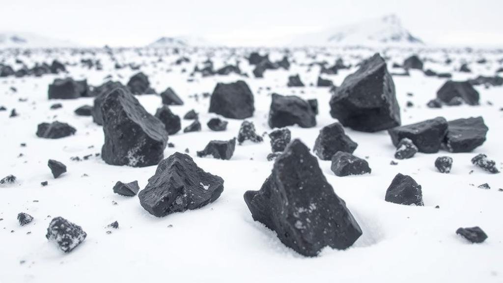 You are currently viewing Searching for meteorites in Antarctica’s icefields, where dark fragments stand out against the white landscape.