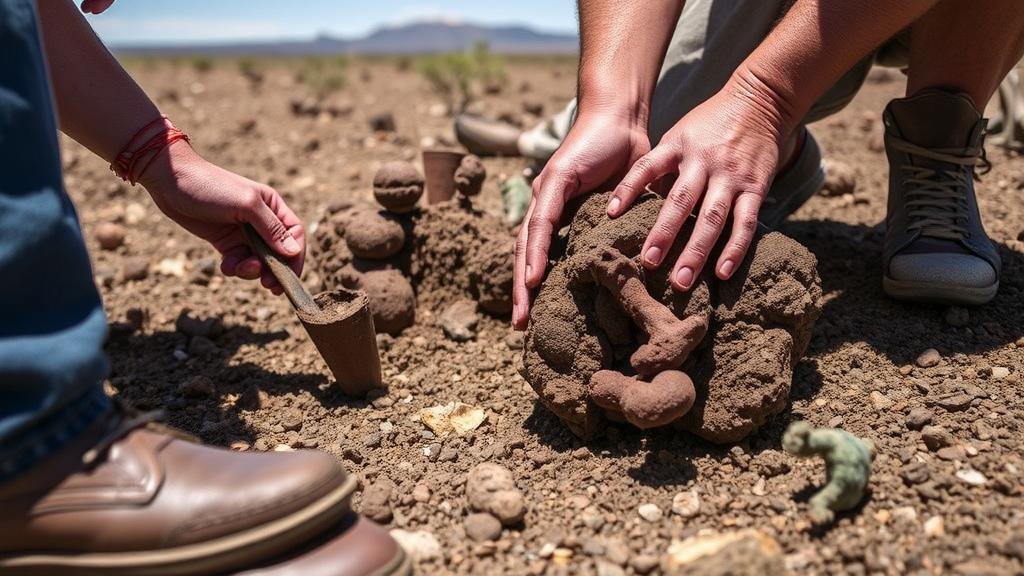 You are currently viewing Unearthing hematite concretions, known as “iron roses,” in the volcanic plains near Lordsburg.