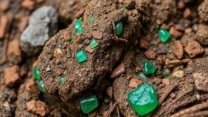 Read more about the article Unearthing malachite nodules in the oxidized zones of the Tyrone copper mines.