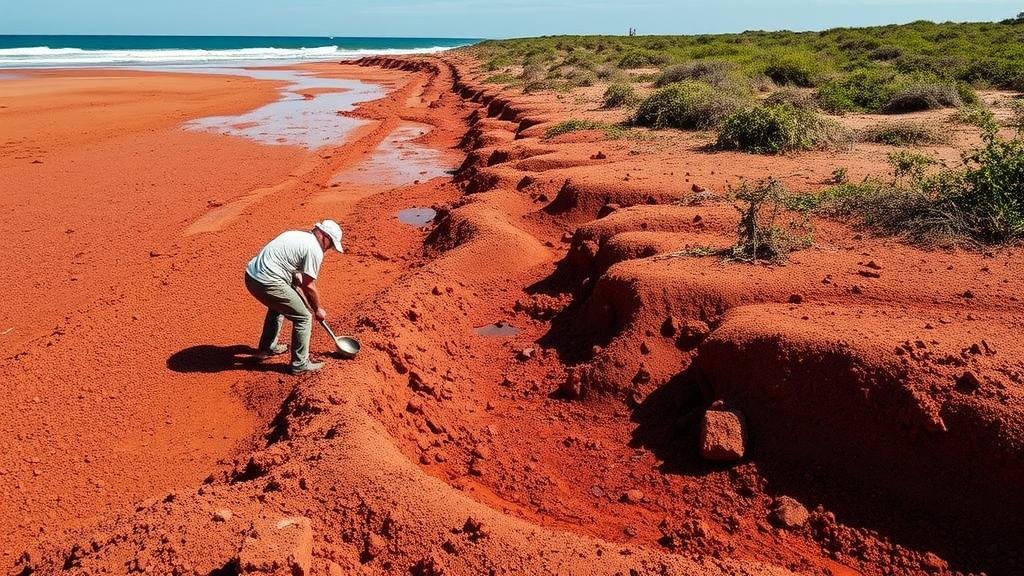 You are currently viewing Excavating garnet sands along the remote beaches of Mozambique.