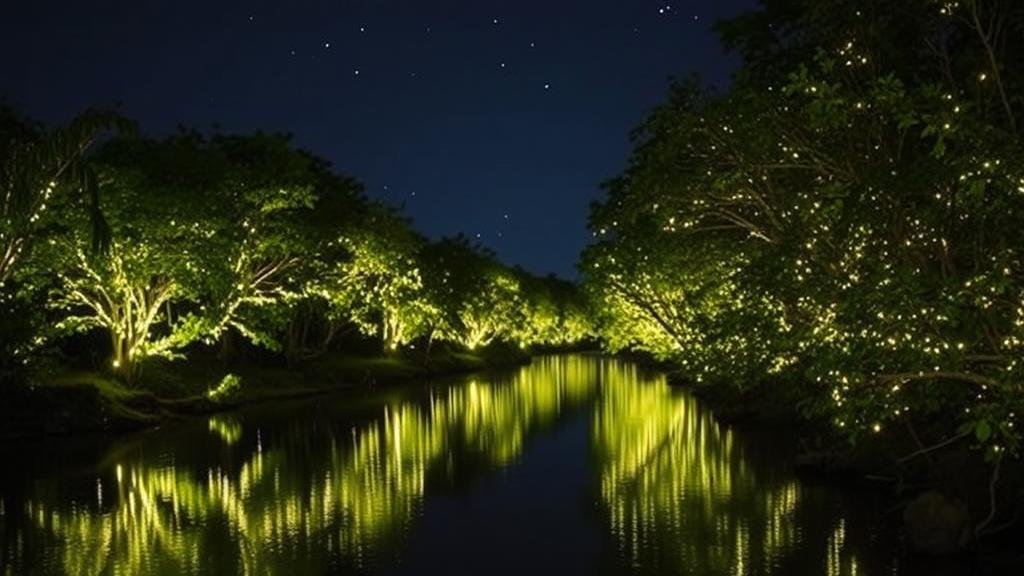 Read more about the article Exploring the “River of Fireflies” in Southeast Asia, a waterway lined with trees covered in glowing insects.