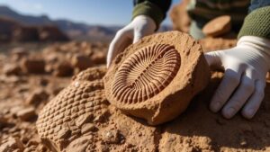 Read more about the article Excavating trilobite fossils in the sedimentary layers of Morocco’s Anti-Atlas Mountains.