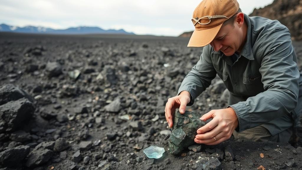 You are currently viewing Searching for volcanic glass in the basalt flows near the Valley of Fires, a source of sharp-edged obsidian.