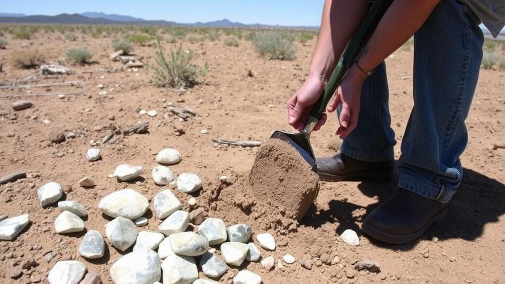 You are currently viewing Unearthing hematite concretions, known as desert marbles, in the arid plains near Lordsburg.