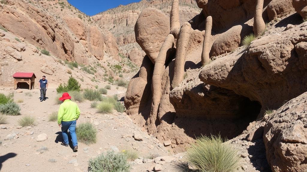 You are currently viewing Exploring the rugged terrain of the Kneeling Nun formation for vesicular basalt containing hidden geodes.