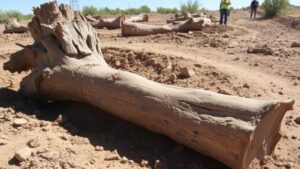 Read more about the article Excavating fossilized tree trunks in the ancient floodplain deposits near Silver City.