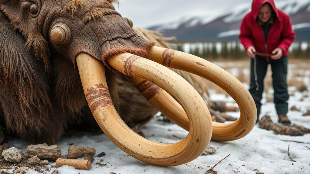 You are currently viewing Unearthing mammoth tusks from thawing permafrost in Canada’s Yukon territory.