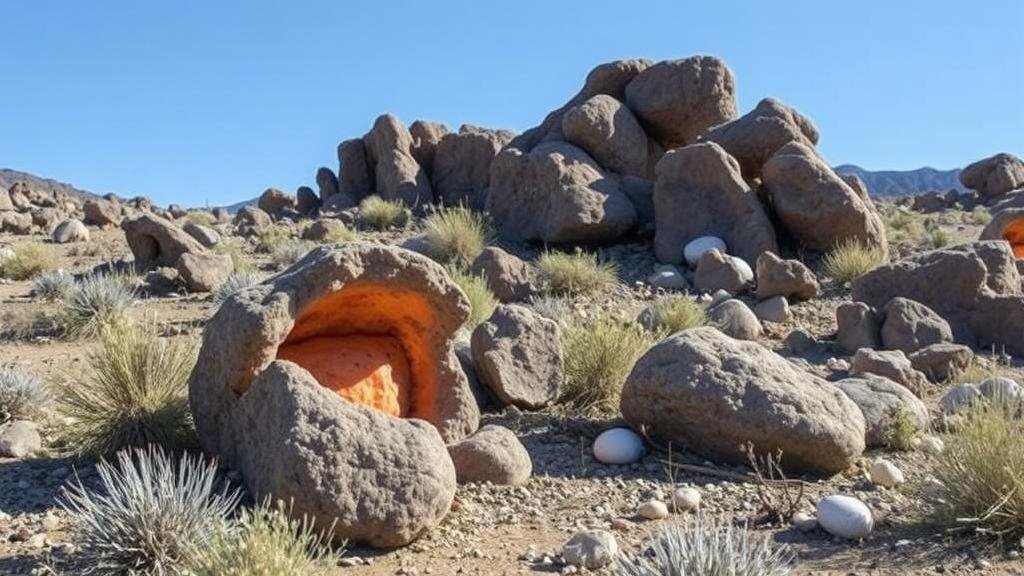 You are currently viewing Exploring rhyolite outcrops in the Kneeling Nun formation for collectible lithophysae and thunder eggs.