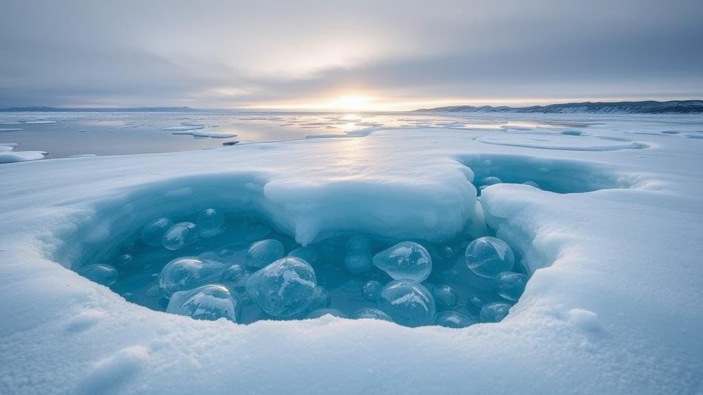 You are currently viewing Discovering the frozen bubbles of methane trapped in Abraham Lake in Canada.