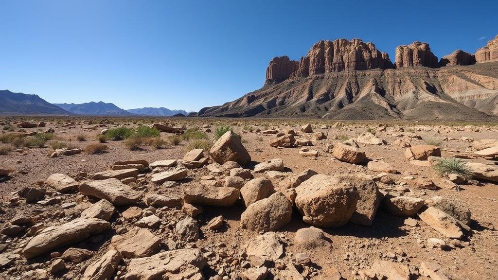 You are currently viewing Investigating petrified wood fragments in ancient floodplains exposed near the Peloncillo Mountains.