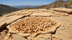 Read more about the article Excavating horn coral fossils in the ancient seabeds exposed in the Victorio Mountains.