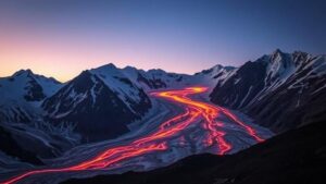 Read more about the article Searching for the “Frozen Flame,” a glacier in the Himalayas with a fiery hue that defies explanation.