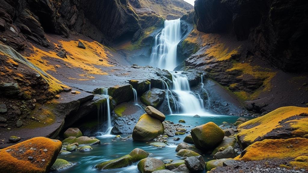 You are currently viewing Searching for the hidden waterfalls cascading into Iceland’s Fjadrargljufur Canyon.